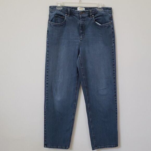 Talbots Jeans Womens sz 12 Petite Stretch Denim Barrel Leg Crop Medium Wash - Picture 1 of 7